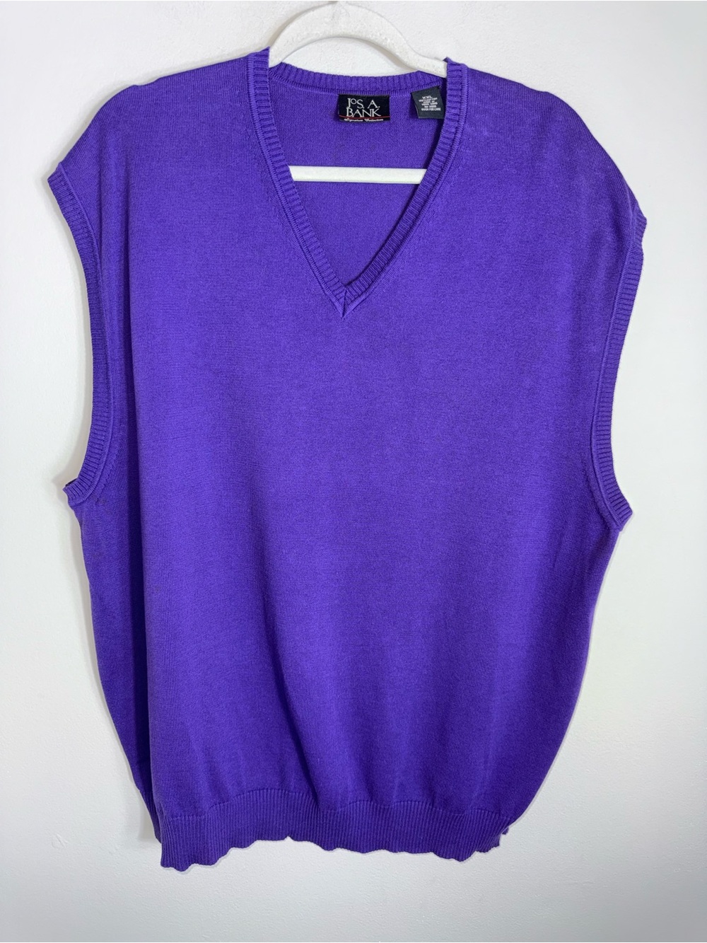 Jos A Bank Men's Sweater Vest-100% Cotton-V Neck-Purple-Vintage-XXL